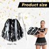 Hanaive 24 Pcs Pom Poms Cheerleading Cheerleader Spirited Cheer Baton Handle Metallic Foil for Sports Team Party Dance Cheering(Black, White) view 2
