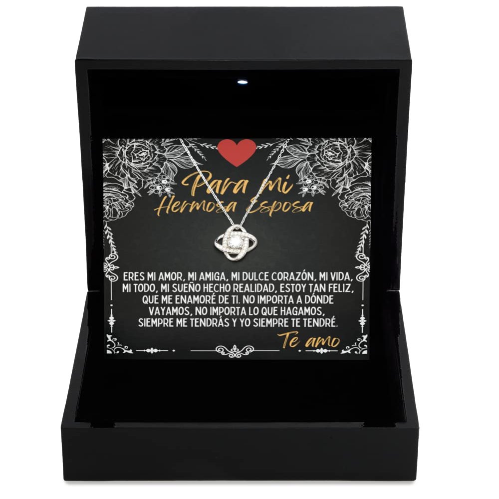 Love Knot Silver Necklace Luxury Box Para mi hermosa esposa cadena con diseo clsico y estilo moderno para novia, mujer, futura esposa