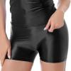 YiZYiF Women's Oil Glossy High Waist Workout Gym Shorts Dance Hot Pants Bikinis Yoga Booty Shorts Black X-Large view 4