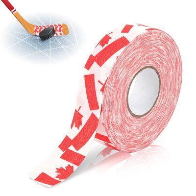Hockey Grip Tape, 2.5cmx25m Hockey Protective Tape Sport Safety Badminton Pole Pads Ice Hockey Stick Tapes Self Adhesive Hockey Stick Sports Tape (Red Maple Leaf)(#1)
