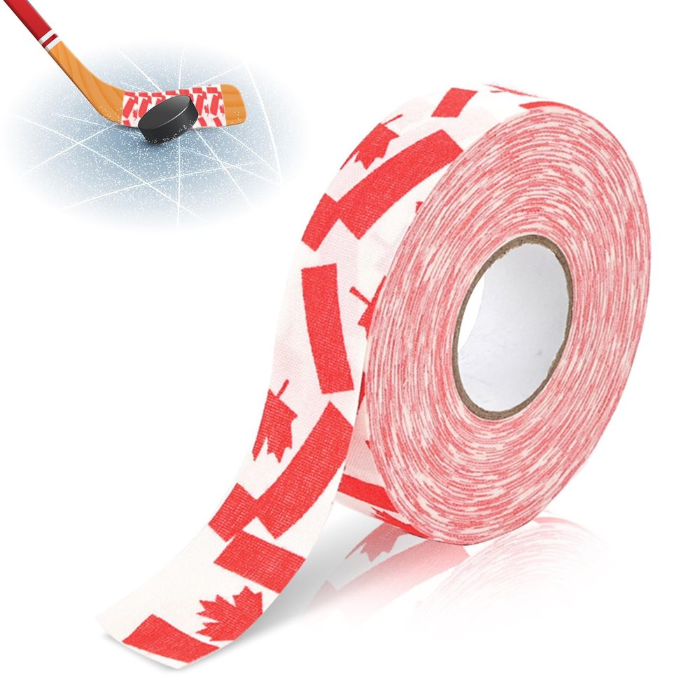Hockey Grip Tape, 2.5cmx25m Hockey Protective Tape Sport Safety Badminton Pole Pads Ice Hockey Stick Tapes Self Adhesive Hockey Stick Sports Tape (Red Maple Leaf)(#1)