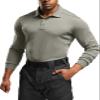CQR Men's Polo Shirt, Long Sleeve Tactical Shirts, Outdoor UPF 50+ Pique Shirt, Dry Fit Lightweight Golf Shirts, Frost Essential Long Light Grey, X-Large view 1