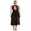 FEESHOW Women's Sparkly Rhinestone Side Split Maxi Dresses Lyrical Dance Costume Contemporary Dancewear Mock Neck Black XX-Large view 2