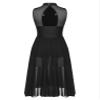 FEESHOW Women's Sparkly Rhinestone Side Split Maxi Dresses Lyrical Dance Costume Contemporary Dancewear Mock Neck Black XX-Large view 4