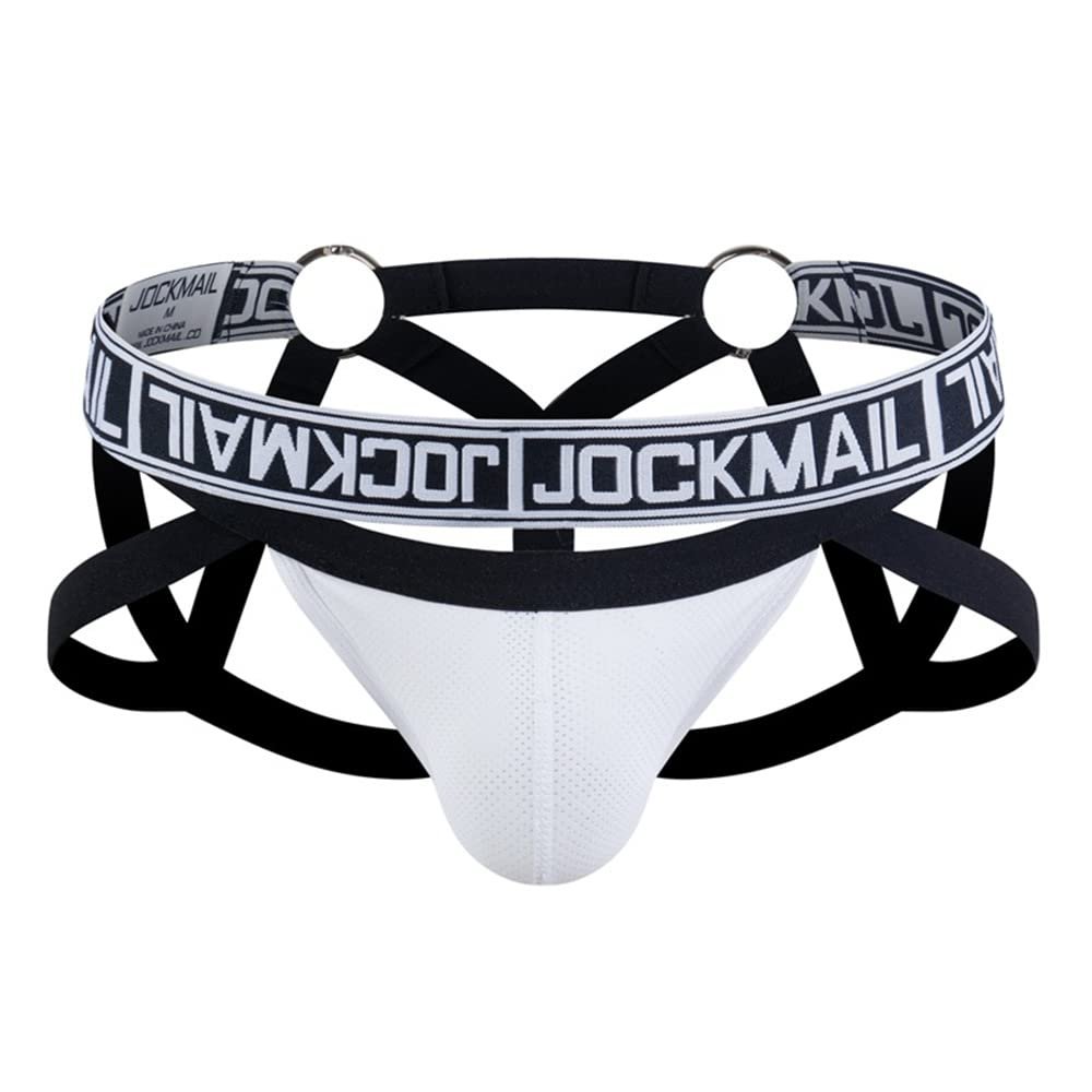 JOCKMAIL Mesh Breathable Jockstrap Athletic Supporters for Men Jock Strap Male Underwear White