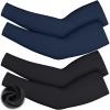 Skylety 4 Pieces Thermal Arm Warmer Compression Arm Sleeve for Men Women Outdoor Winter Activities Cycling Basketball Running (Black, Navy Blue, Small) view 1