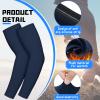 Skylety 4 Pieces Thermal Arm Warmer Compression Arm Sleeve for Men Women Outdoor Winter Activities Cycling Basketball Running (Black, Navy Blue, Small) view 2