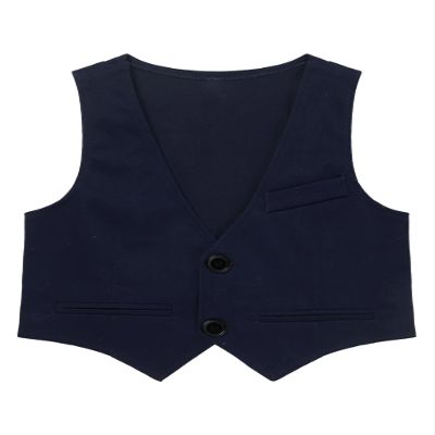 RUNQHUI Kids Boys' V-Neck Suit Vest Gentleman Formal Outfit Tuxedo Waistcoat Pants Clothing Set Navy Blue 2 Years
