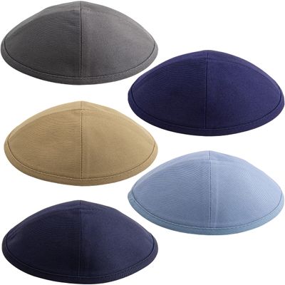 HolYudaica Pack of 5-Pcs - Hq 19CM Cotton Kippah for Men & Boys, Yamaka Hat from Israel Kippot Bulk (Mix 5 Color, Cotton)