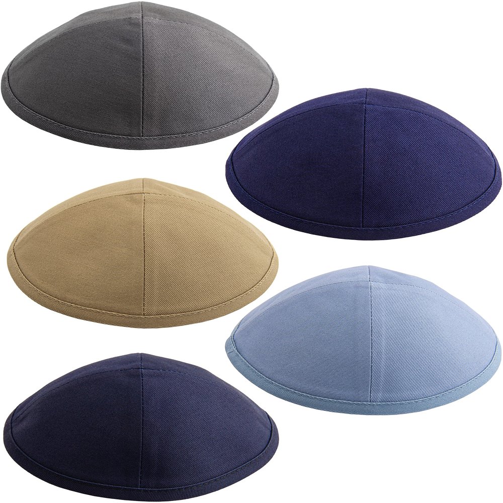 HolYudaica Pack of 5-Pcs - Hq 19CM Cotton Kippah for Men & Boys, Yamaka Hat from Israel Kippot Bulk (Mix 5 Color, Cotton)