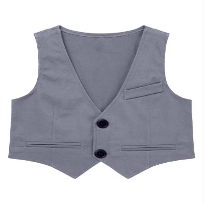 RUNQHUI Kids Boys' V-Neck Suit Vest Gentleman Formal Outfit Tuxedo Waistcoat Pants Clothing Set Grey 10 Years