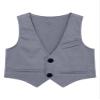 RUNQHUI Kids Boys' V-Neck Suit Vest Gentleman Formal Outfit Tuxedo Waistcoat Pants Clothing Set Grey 10 Years view 1