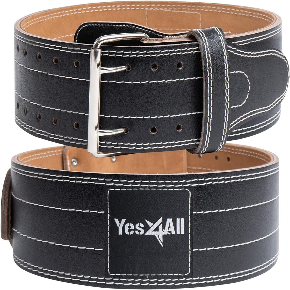 Yes4All Leather Weightlifting Belt - Premium 100% Genuine Leather Gym Belt for Heavy Lifting, Squats, Deadlifts, and More - Unisex Design