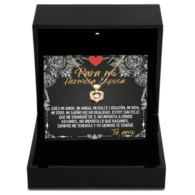 Heart Knot Gold Necklace Luxury Box Para mi hermosa esposa cadena con diseo clsico y estilo moderno para novia, mujer, futura esposa