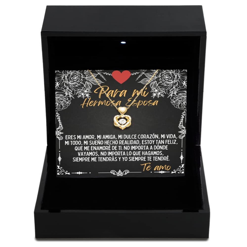 Heart Knot Gold Necklace Luxury Box Para mi hermosa esposa cadena con diseo clsico y estilo moderno para novia, mujer, futura esposa