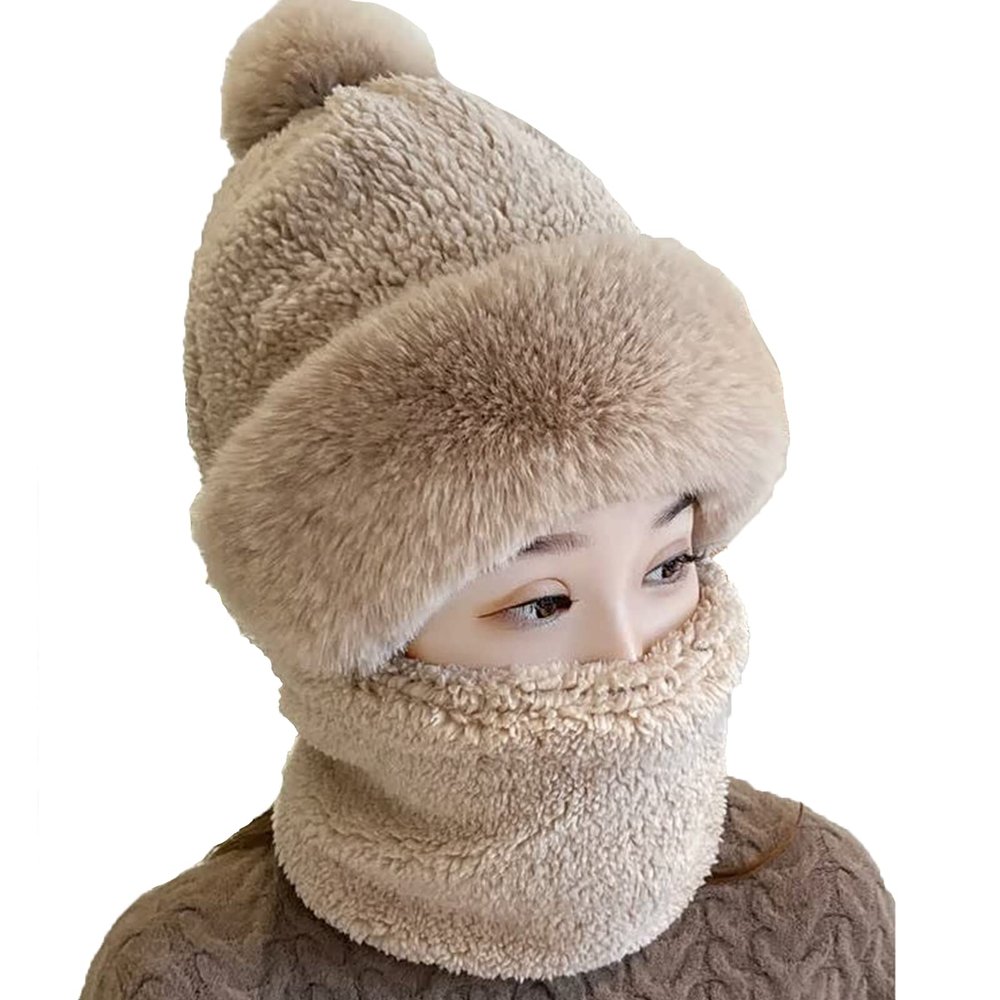 Women's Cycling Windproof Scarf Hat (US, Alpha, One Size, Light Brown)