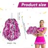 Hanaive 24 Pcs Pom Poms Cheerleading Cheerleader Spirited Cheer Baton Handle Metallic Foil for Sports Team Party Dance Cheering(Rose Red, Silver) view 2
