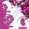 Hanaive 24 Pcs Pom Poms Cheerleading Cheerleader Spirited Cheer Baton Handle Metallic Foil for Sports Team Party Dance Cheering(Rose Red, Silver) view 4