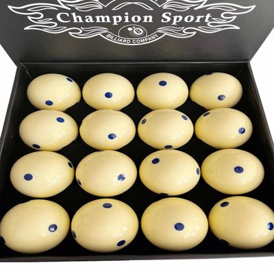 Champion 2-1/4" Billiard Practice Training Pool Cue Ball (6 dot, 16 Balls/Box, Purple, Black, Green, Blue, Red (Blue dot)