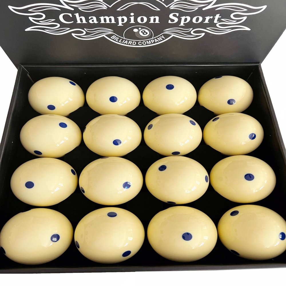 Champion 2-1/4" Billiard Practice Training Pool Cue Ball (6 dot, 16 Balls/Box, Purple, Black, Green, Blue, Red (Blue dot)