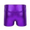 Jugaoge Kids Teen Girls Shiny Metallic Gymnastics Dance Shorts Sport Short Pants Yoga Bike Shorts Activewear Purple 14 Years view 2