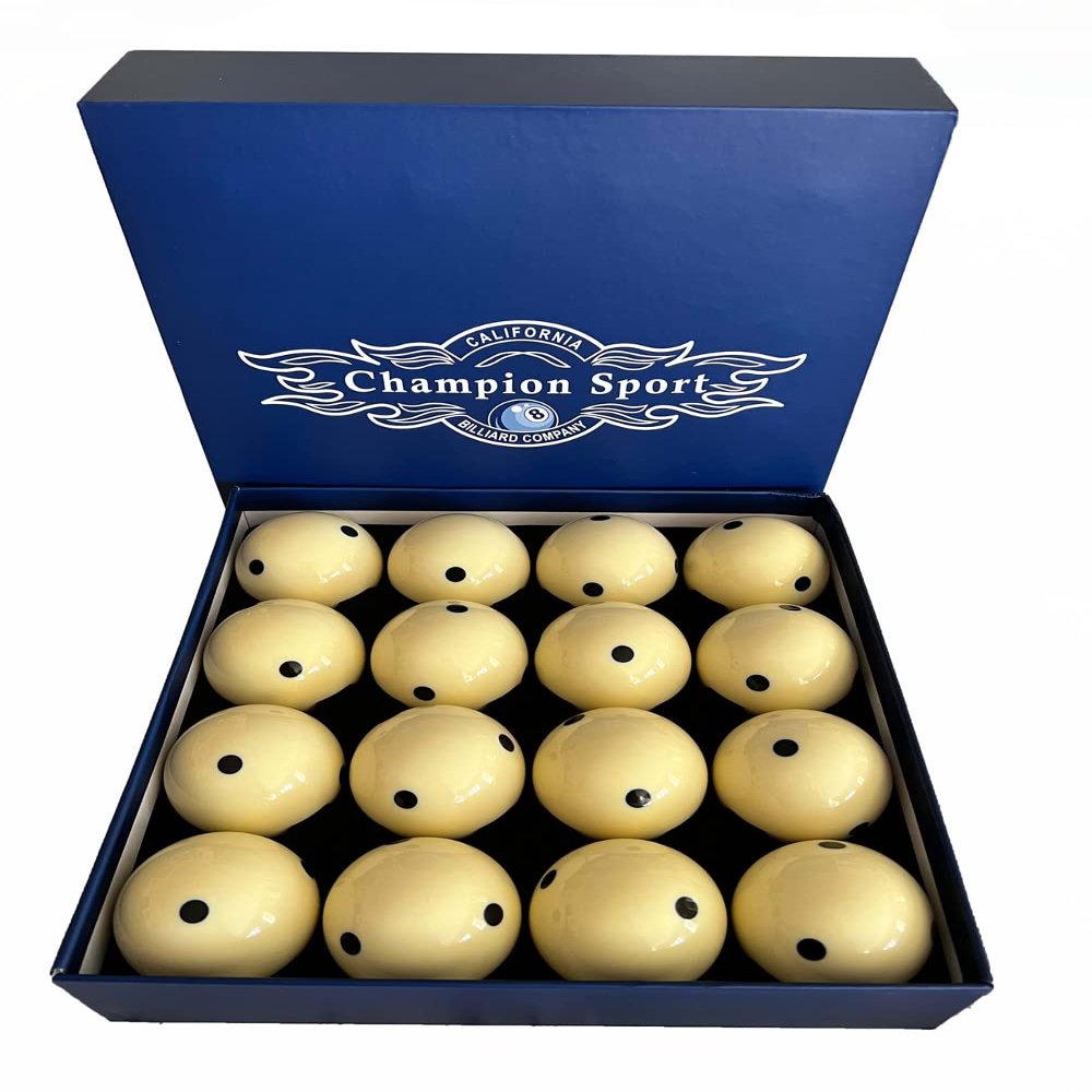 Champion 2-1/4" Billiard Practice Training Pool Cue Ball (6 dot, 16 Balls/Box, Purple, Black, Green, Blue, Red (Black six dot)