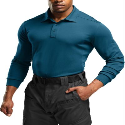 CQR Men's Polo Shirt, Long Sleeve Tactical Shirts, Outdoor UPF 50+ Pique Shirt, Dry Fit Lightweight Golf Shirts, Frost Essential Long Dark Teal, XX-Large