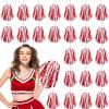 Hanaive 24 Pcs Pom Poms Cheerleading Cheerleader Spirited Cheer Baton Handle Metallic Foil for Sports Team Party Dance Cheering(Red, White) view 1