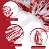Hanaive 24 Pcs Pom Poms Cheerleading Cheerleader Spirited Cheer Baton Handle Metallic Foil for Sports Team Party Dance Cheering(Red, White) view 3