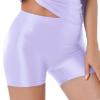 YiZYiF Women's Oil Glossy High Waist Workout Gym Shorts Dance Hot Pants Bikinis Yoga Booty Shorts Purple X-Large view 1
