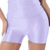 YiZYiF Women's Oil Glossy High Waist Workout Gym Shorts Dance Hot Pants Bikinis Yoga Booty Shorts Purple X-Large view 2