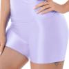 YiZYiF Women's Oil Glossy High Waist Workout Gym Shorts Dance Hot Pants Bikinis Yoga Booty Shorts Purple X-Large view 3