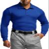CQR Men's Polo Shirt, Long Sleeve Tactical Shirts, Outdoor UPF 50+ Pique Shirt, Dry Fit Lightweight Golf Shirts, Frost Essential Long Cobalt Blue, Medium view 1