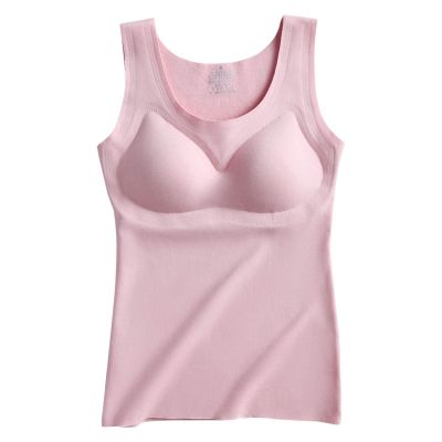 ANRIO Sleeveless Thermals for Women Cold Weather Plus Size Thermal Shirts Warm Fleece Tank Top Camisole Underwear (Color : Pink, Size : XXL/XX-Large)