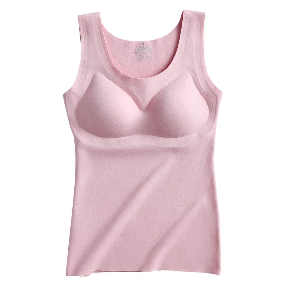 ANRIO Sleeveless Thermals for Women Cold Weather Plus Size Thermal Shirts Warm Fleece Tank Top Camisole Underwear (Color : Pink, Size : XXL/XX-Large)