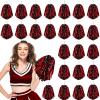 Hanaive 24 Pcs Pom Poms Cheerleading Cheerleader Spirited Cheer Baton Handle Metallic Foil for Sports Team Party Dance Cheering(Black, Red) view 1
