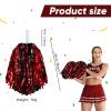 Hanaive 24 Pcs Pom Poms Cheerleading Cheerleader Spirited Cheer Baton Handle Metallic Foil for Sports Team Party Dance Cheering(Black, Red) view 2