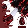 Hanaive 24 Pcs Pom Poms Cheerleading Cheerleader Spirited Cheer Baton Handle Metallic Foil for Sports Team Party Dance Cheering(Black, Red) view 3