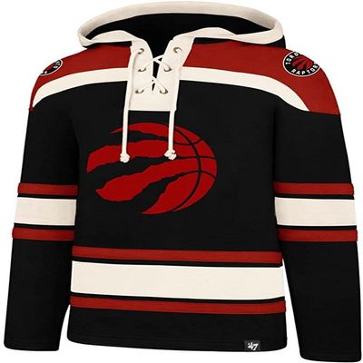 '47 Men's Compatible with Raptors NBA Basketball Brand Heavyweight Jersey Lacer Hoodie (as1, Alpha, one_Size, Regular, Regular, X-Large) Black, Black, One Size