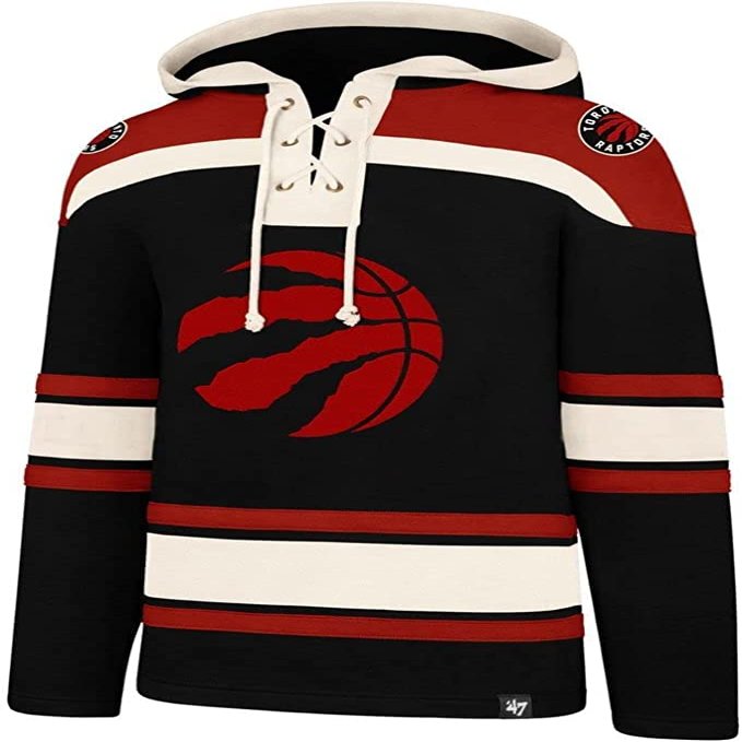 '47 Men's Compatible with Raptors NBA Basketball Brand Heavyweight Jersey Lacer Hoodie (as1, Alpha, one_Size, Regular, Regular, X-Large) Black, Black, One Size