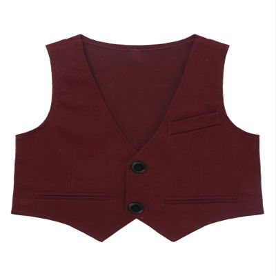 RUNQHUI Kids Boys' V-Neck Suit Vest Gentleman Formal Outfit Tuxedo Waistcoat Pants Clothing Set Burgundy 10 Years