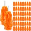 Yunsailing 48 Pieces Plastic Cheer Pompoms Sports Dance Cheerleader Pom Poms with Handles Squad Team Spirited Sports Party Dance Cheering Decorations for Adults Cheerleading(Orange) view 1