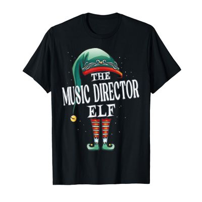 Music Director Elf Christmas Group Xmas Pajama Party T-Shirt, Men, Black, Large