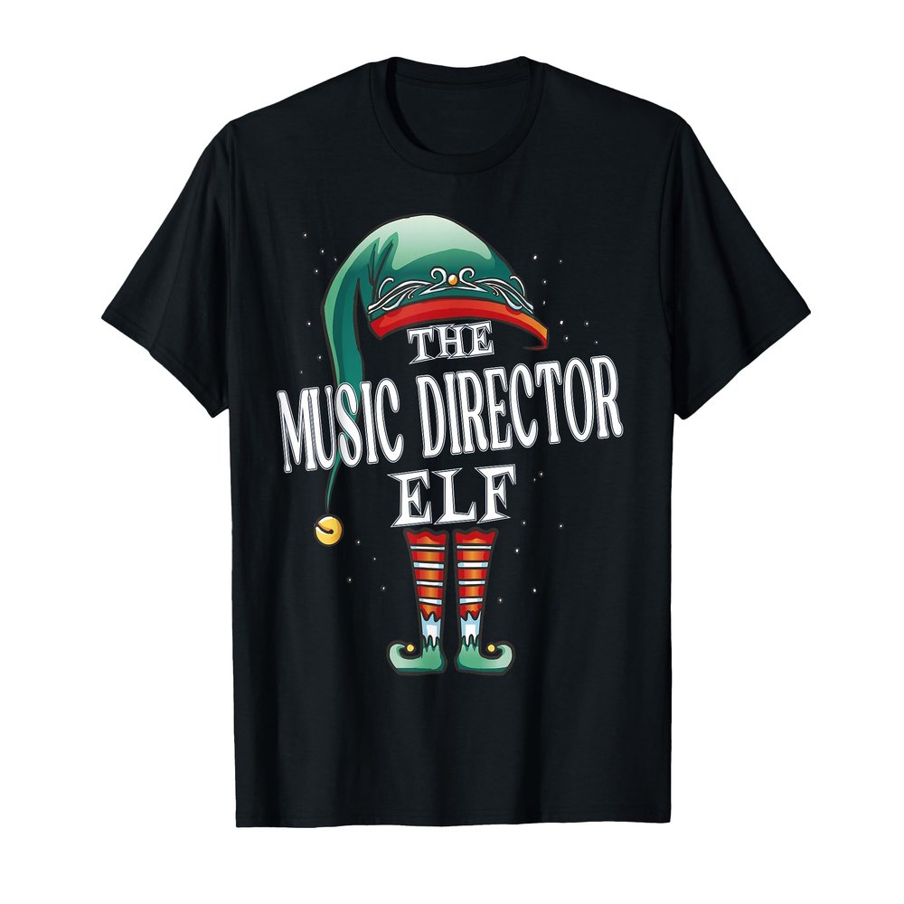 Music Director Elf Christmas Group Xmas Pajama Party T-Shirt, Men, Black, Large