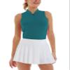 LastFor1 Women's Golf Polo Sleeveless Shirt Zip-Up UPF 50+ UV Protection Athletic Tops Slim Fit Quick Dry Lightweight Jungle Green XS view 1