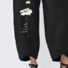 Maiyifu-GJ Women's Cotton Linen Slim Pants Summer Beach Casual Baggy Pant Elastic Waist Lightweight Wide Leg Trousers (Black,XX-Large) view 3