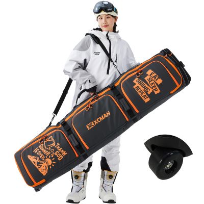 XCMAN Roller Padded Snowboard Bag With Wheels,Adjustable Length 63-75Inch for Air Travel Loarding Capacity 100L