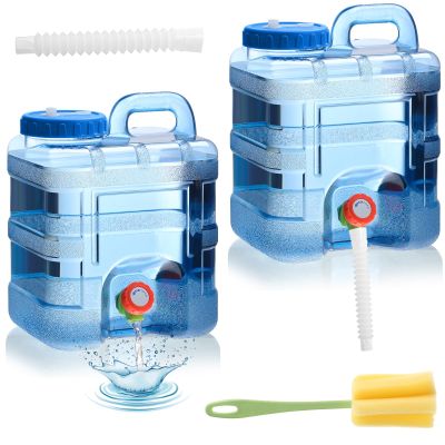 Perthlin 2 Pcs 2.6 Gallon Camping Water Container with Spigot, Portable Water Storage Tank Jug Thick Leakproof Liquid Dispenser Carrier for Vehicle, Hiking, Picnic, Outdoor, Emergency, Hurricane