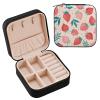 Wusikd Berries Leaves Jewelry Box PU Leather Travel Portable Jewelry Case Storage Box for Women Rings Earrings Necklaces view 1