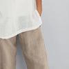 Maiyifu-GJ Women's Linen Casual Baggy Cropped Pants Elastic Waist Summer Beach Trousers Lightweight Wide Leg Flowy Sweatpants (Apricot,4X-Large) view 2